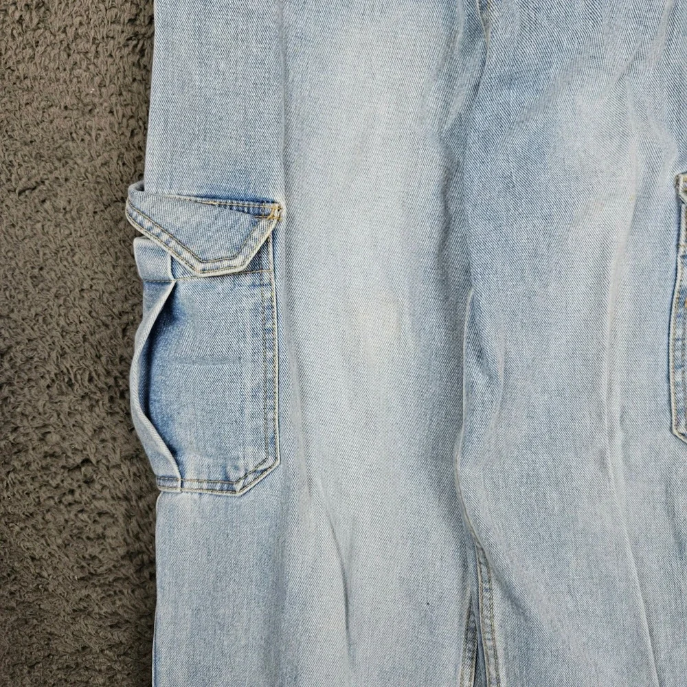 The Frankie Shop Womens Light Wash High Rise Wide Leg Cargo Jeans Size‎ S Blue